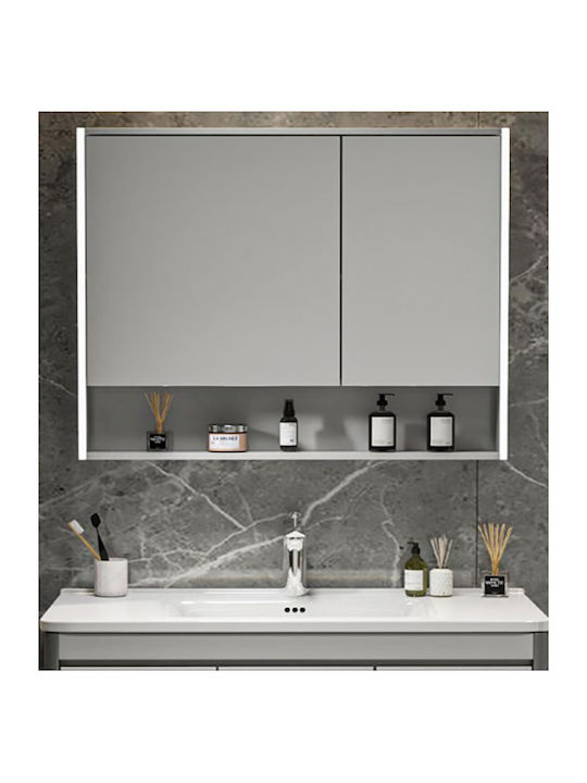Martin Καθρέπτης Μπάνιου Led από Plywood 95x70cm Γκρι