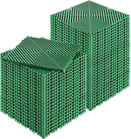 Vevor Σετ Πλαστικό Δάπεδο PVC με 50 Πλακάκια 15mm Μ30.48xΠ30.48εκ. Πράσινο