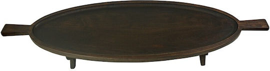Nakaro Oval Handmade Platter 125x37cm Dark Brown Handles Feet H12.5cm