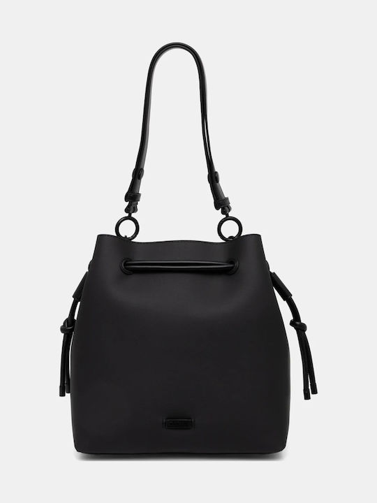 DKNY Teigan Δερμάτινη Γυναικεία Τσάντα Ώμου Μαύρη
