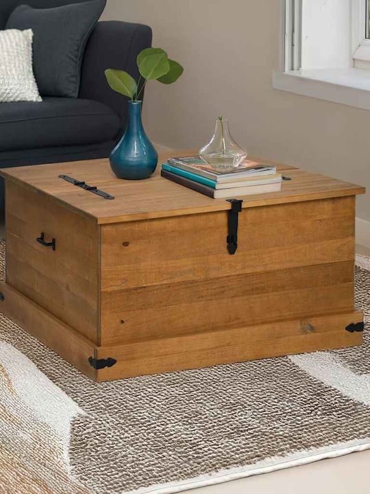 vidaXL Wooden Decorative Trunk Brown 91x47cm