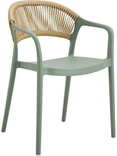 Καρέκλα Εξωτερικού Χώρου Rattan Donna Forest Green/φυσικό 57x55x79εκ.