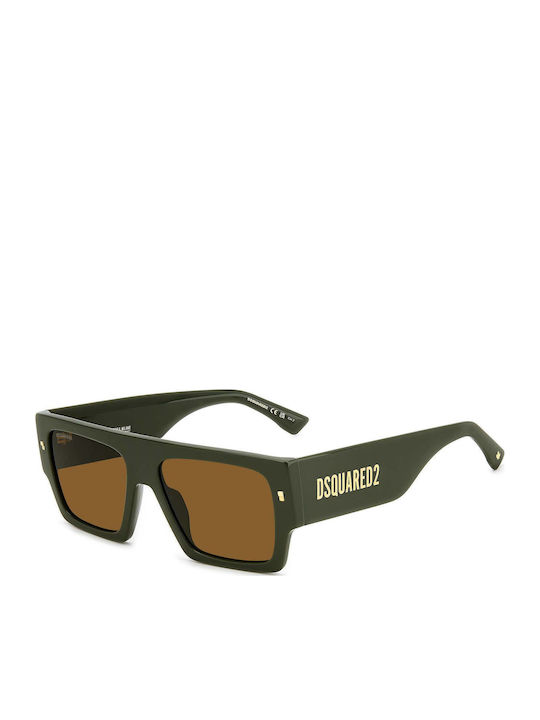 Dsquared2 Unisex Γυαλιά Ηλίου με Πράσινο Κοκκάλινο Σκελετό και Καφέ Φακό D2 0165/S 1ED/70