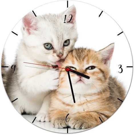 Dekorative Wanduhr Katzen Kinder Teenager Wand Weiß 30cm