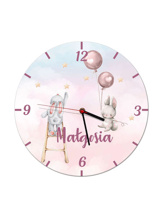 Kinderzimmeruhr Wanduhr Hasen Kinderbild Name