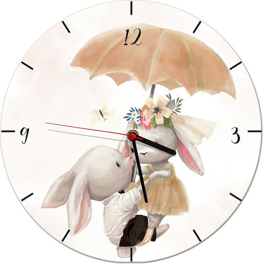 Beige Kinder-Wanduhr Hase 30cm