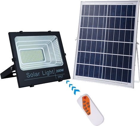 Hsl-1909-200w Ηλιακός Προβολέας LED 200W Ψυχρό Λευκό 6000K