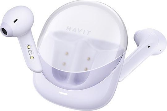 Havit TW974 Earbud Bluetooth Handsfree Ακουστικά με Αντοχή στον Ιδρώτα και Θήκη Φόρτισης Μωβ