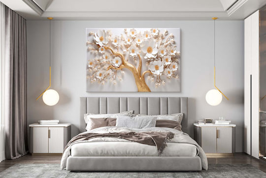 Wall Murals Living Room Gold Tree of Happiness 3D Magnolia Flower 80x120