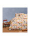 Melinen Sheet Set Single with Elastic Band Cotton Red 100x232cm 3pcs
