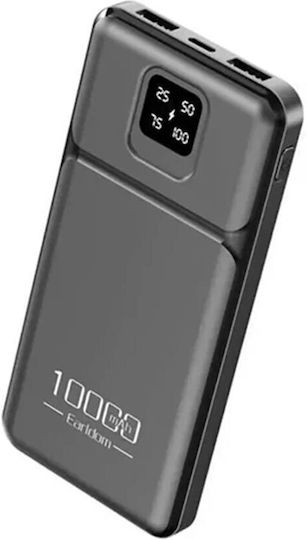 Earldom ET-PB64 Power Bank 10000mAh mit 2 USB-A Anschlüssen und USB-C Anschluss Schwarz