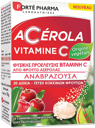 Forte Pharma Acerola Βιταμίνη για Ενίσχυση του Ανοσοποιητικού, τo Δέρμα & Αντιοξειδωτική δράση 120mg Red Fruits 20 αναβράζοντα δισκία