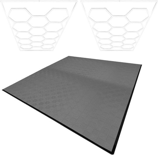 Lămpi LED hexagonale X 2 și plăci de pardoseală ventilate pentru garaj X 225 margini gri