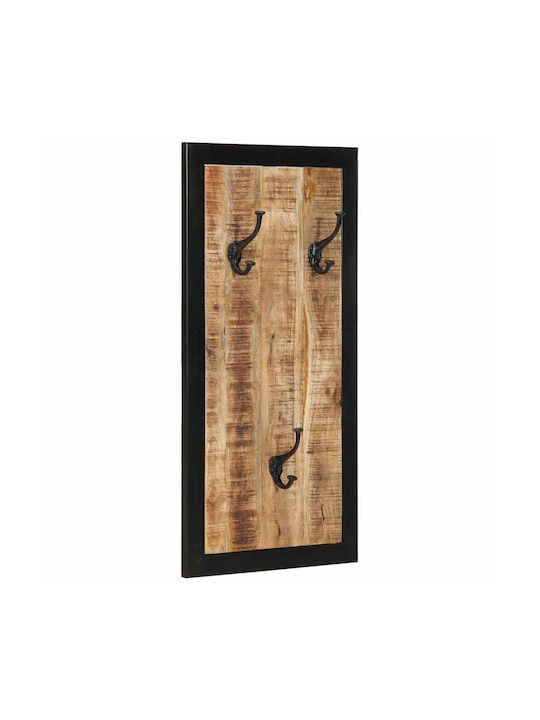 vidaXL Wooden Wall Hanger 6 Hooks Brown 40x2cm