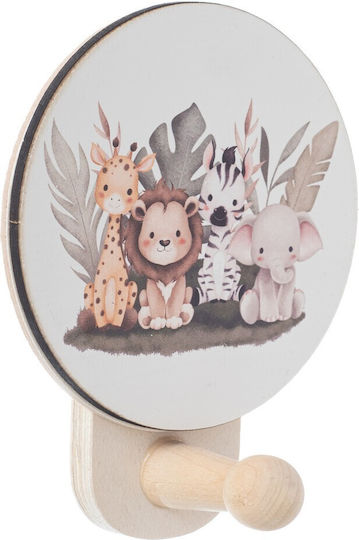 Umeraș din lemn cu animale din junglă 11x9x5cm Nb511 Nv-1000511