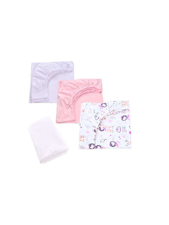 Confort Family Seturi de cearșafuri pentru bebeluși Pentru Patut Bumbac Roz 90x40buc 3buc