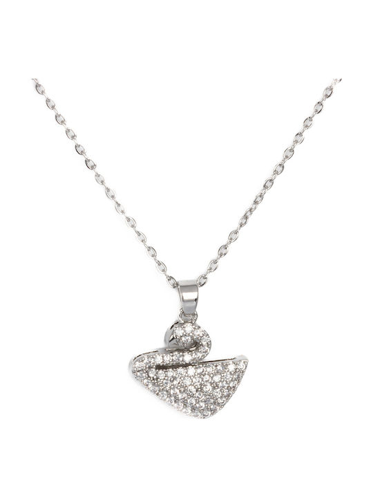 Charm Schwan aus Stahl mit Zirkon