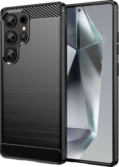 Hurtel Carbon Umschlag Rückseite Kunststoff Schwarz (Galaxy S25 Ultra,Samsung S25 Ultra)