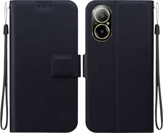 4g Global Ultra-thin Voltage Magnetic Back Cover Leather / Synthetic Leather / Silicone with Strap Black (Realme C67)