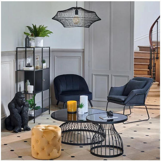 Round Side Table Glass Black M55xP55xH48.5cm
