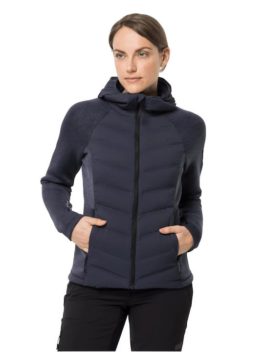 Women's Short Lifestyle Jacket for Winter with Hood Black