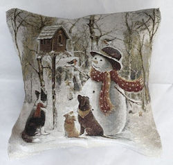 F&l 80x80 Woven Christmas Snowman