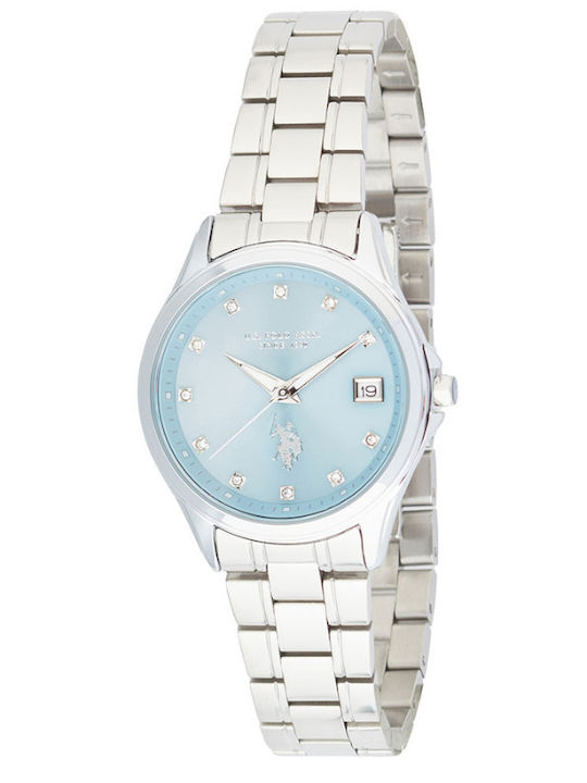 U.S. Polo Assn. Crystals Ceas de Damă cu Argint...