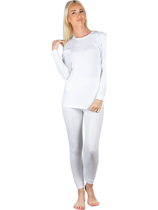 Nina Club Bluza termica pentru femei cu maneci lungi Alb