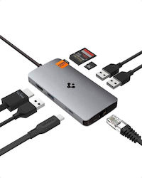 Spigen ArcDock 8-in-1 USB-C Докинг станция с HDMI 4K PD Ethernet Spigen ArcDock 8-in-1 USB-C Докинг станция с HDMI 4K PD Ethernet