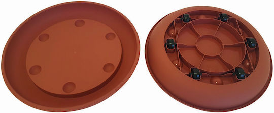 Atmosphera Terracotta Πιάτο Γλάστρας Πλαστικό Τερακότα Με Ρόδες 30x30εκ.
