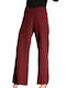 Women's High Waist Burgundy Pantaloons