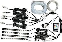 Kit de Lumină Ambientală Idealstore Neon Led Rgb + Bandă Led Rgb 12v 6 Adaptoare 6 Metri Fir Neon 7 Culori de Alegere Operare cu Telecomandă