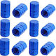 Set 12 Hexagonal Valve Caps Car Aluminum Alloy Length 1.8 Cm Blue