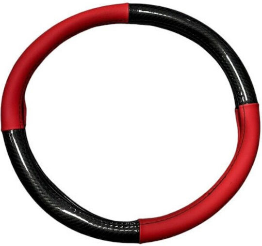 Husă Volan Auto cu Diametru 38cm Din Piele Negru cu Cusătură Neagră