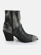 West Leather Women's Cowboy Boots with High Heel Black