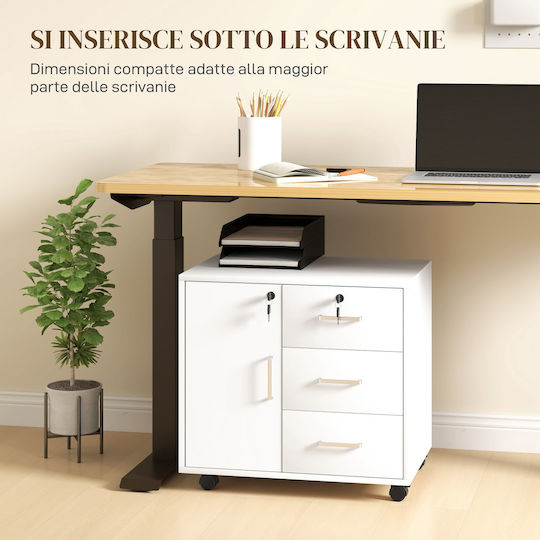 Kabinett Büro mit Schloss White 60x40x56cm