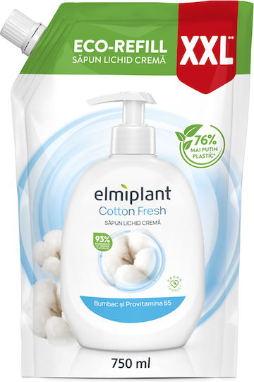 Elmiplant Refill Gel De Duș Cu Bumbac Și Pro-vitamina B5 Cu AHA Pentru Exfoliere 750ml