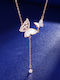 By Queen Κολιέ Butterfly 925 Φίλντισι Zircon Ροζ Gold