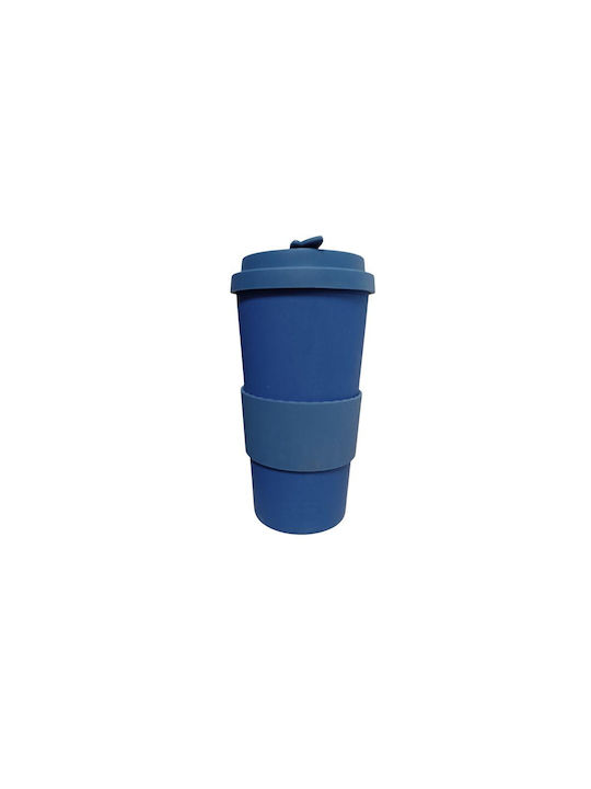 Bamboo Mug Blue Silicone Lid 500ml 067018 Bamboo Fibre