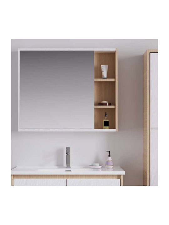 Martin Καθρέπτης Μπάνιου από Plywood με Ντουλάπι 80x71cm Λευκός
