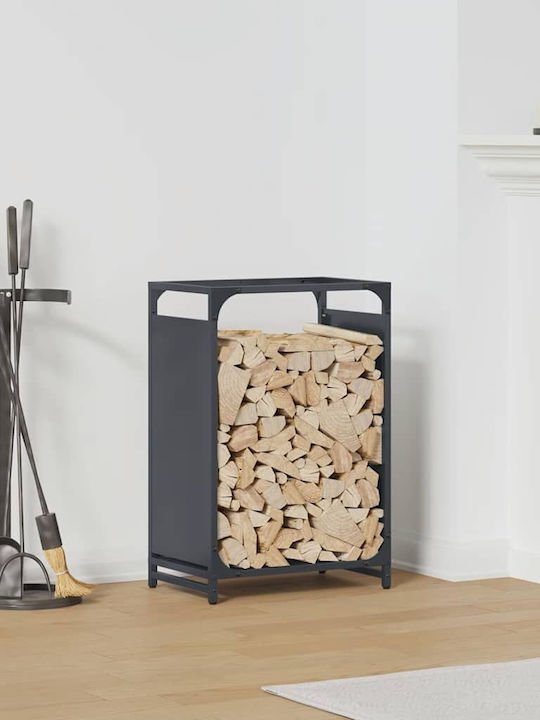 vidaXL Дърво Рафт Съхранение на Дърва 44x28x65см Сив