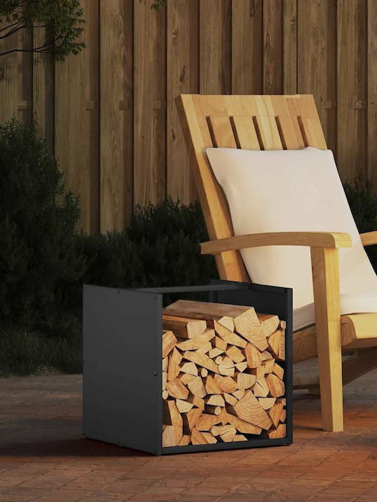 vidaXL Lemn Raft Depozitare lemne 40x40x40cm Negru