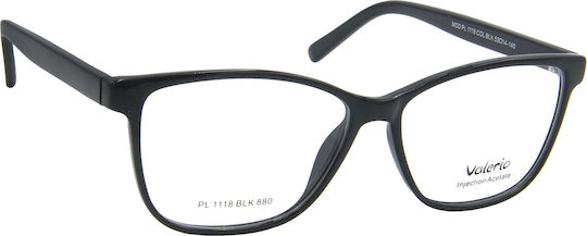 Дамска пластмасова рамка за очила Valerio Pl 1118 Blk, черна