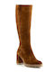 Anatomic Leather Medium Heel Women's Boots with Zipper / Rubber Brown