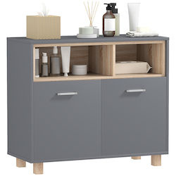 HomCom Ντουλάπι Μπάνιου 80x35x70cm Φυσικό Ξύλο