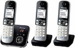 Panasonic KX-TG6823 Cordless Phone (Triple Set) Black/Silver