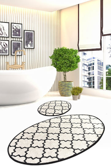 L'Εssentiel Maison Σετ Πατάκια Μπάνιου White-black 2τμχ