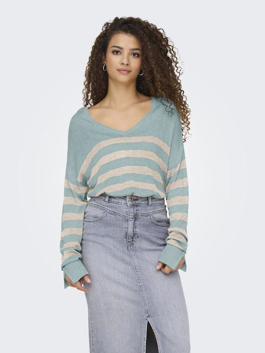 Only Damen Pullover Gestreift Bay Leaf Mint