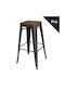 Metallischer Gartenhocker Relix Antik Schwarz Dunkel Eiche 43x43x76cm