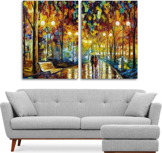 Canvas Painting Autumn Walk Diptych 150x100cm 2 Pieces 75x100cm